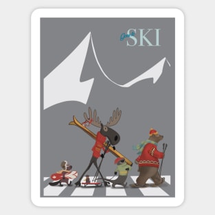 SKI MOOSE AND FRIENDS Sticker